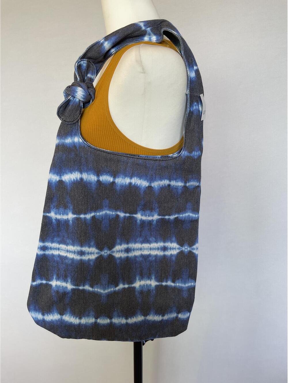 Gap Blue Tie Dye Canvas Tote Bag New With Tags Medium Bow Casual Boho - Picture 7 of 7